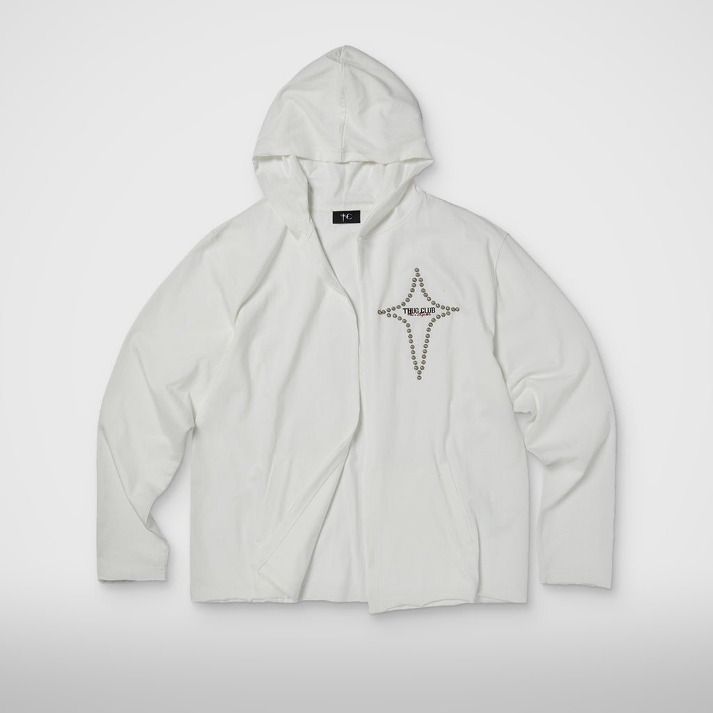 Thug Club T-Studded Cutout Hoodie in white