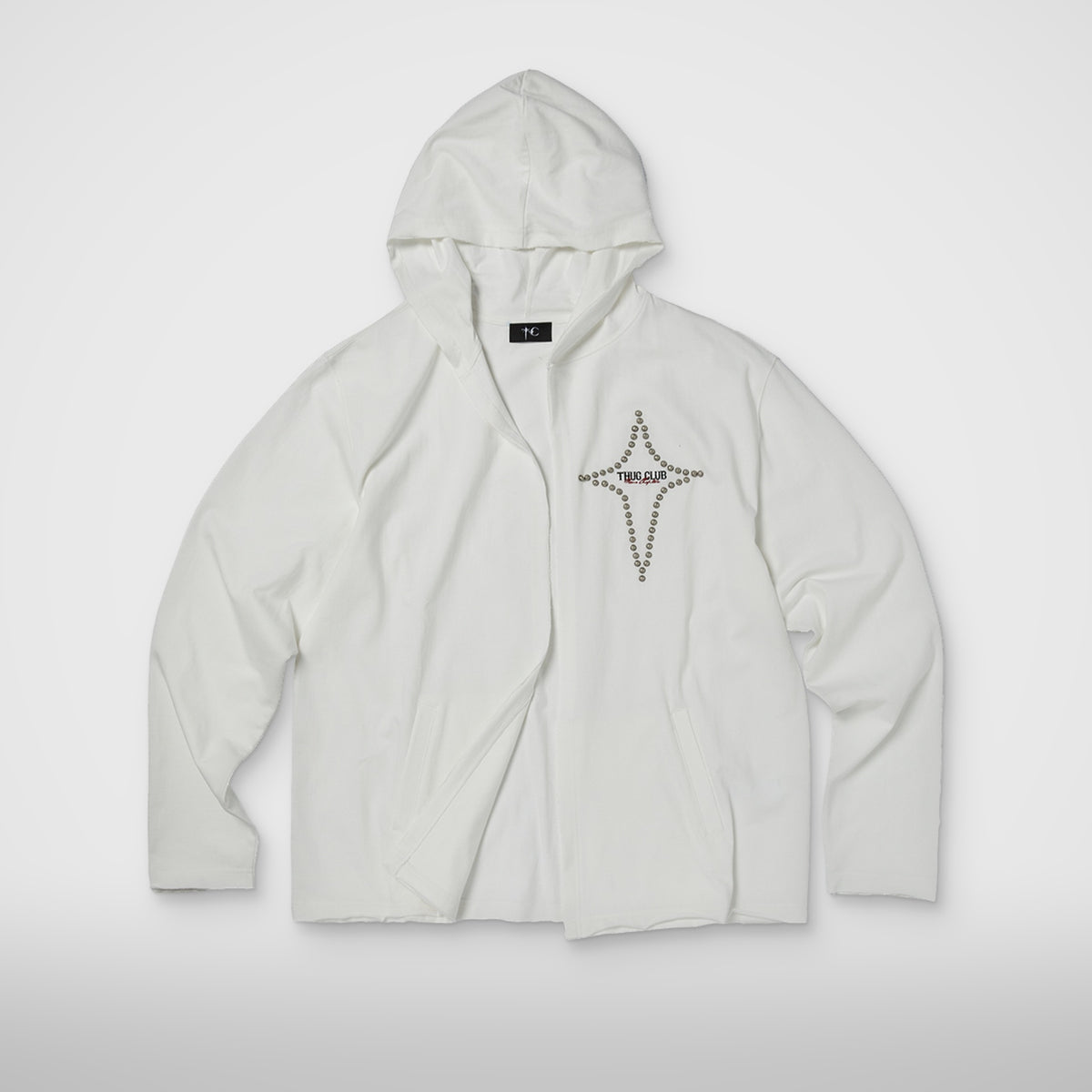 Thug Club T-Studded Cutout Hoodie in white