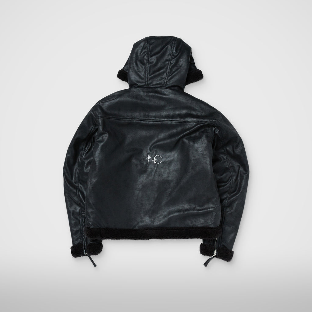 Thug Club TC Reversible Shearling Jacket in black, view 2 of 4