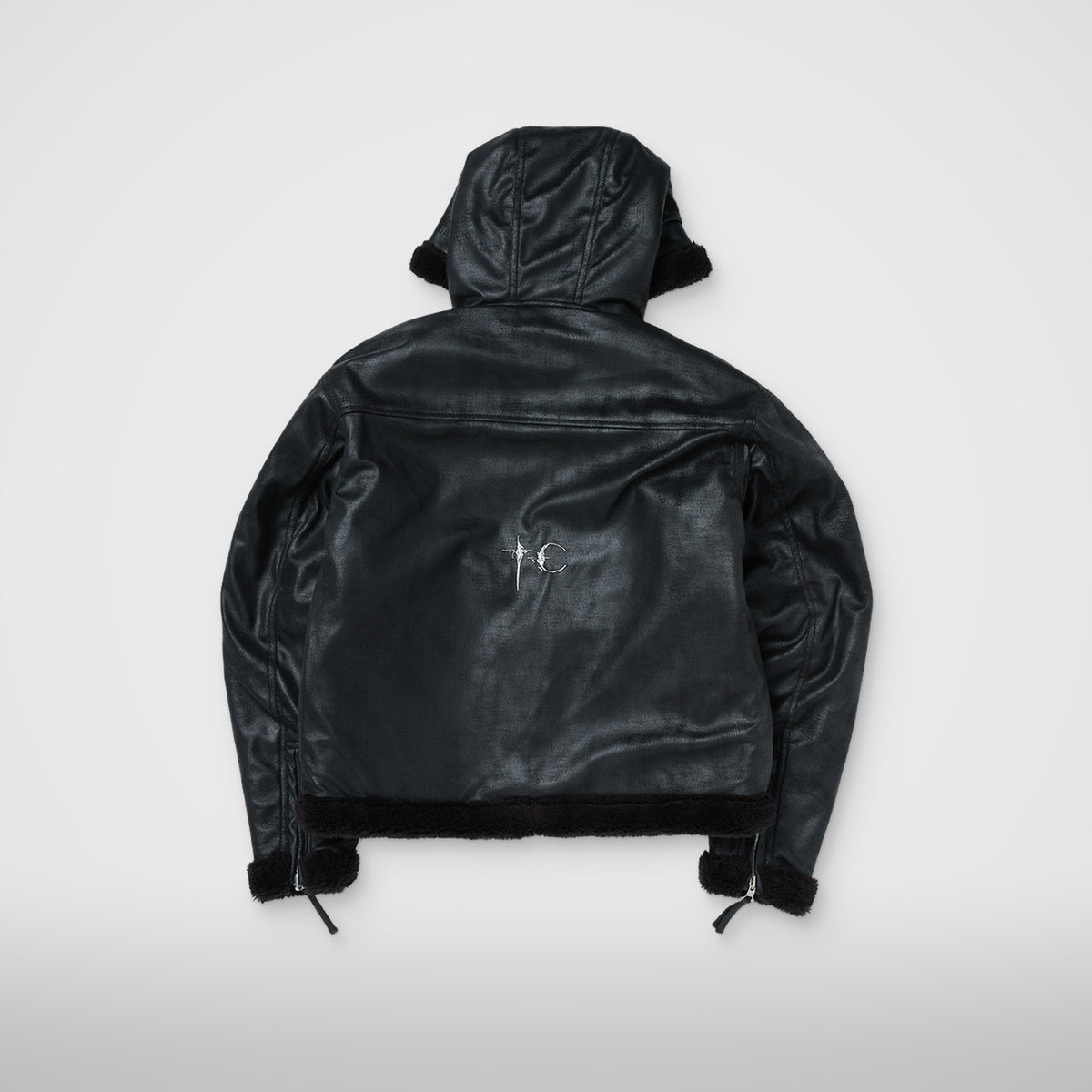 Thug Club TC Reversible Shearling Jacket in black, view 2 of 4