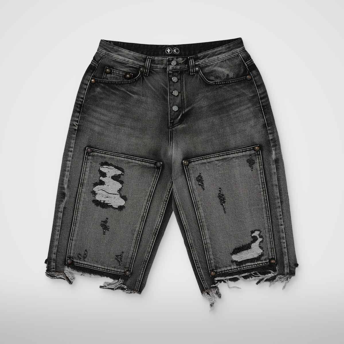 Thug Club Double Knee Damage Shorts in black