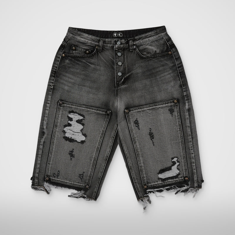 Thug Club Double Knee Damage Shorts in black