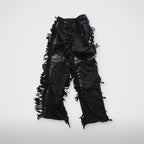 Thug Club Mohican Leather Denim Pants in black