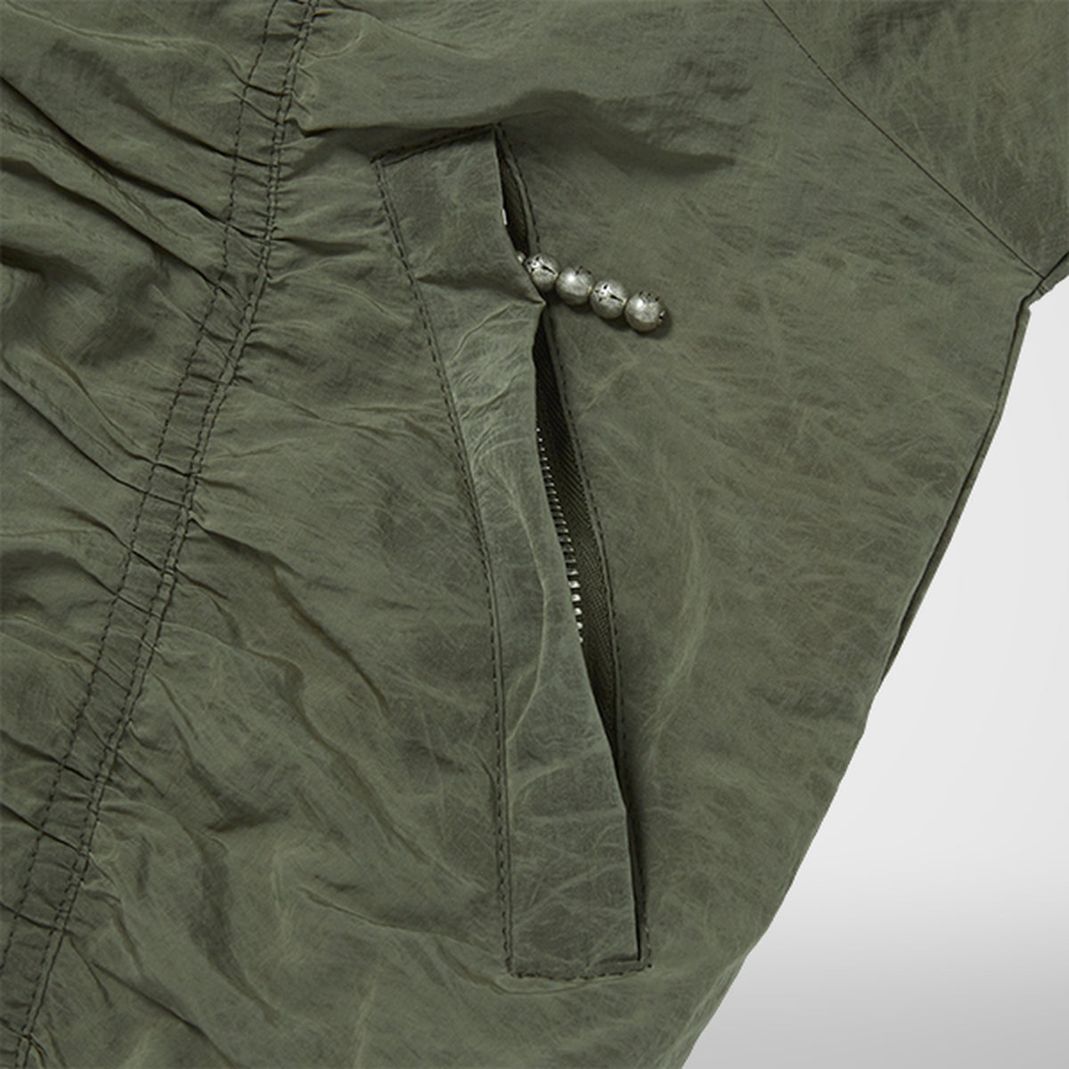 Thug Club Scarred Double Flying Bio Jacket in khaki, view 6 of 7