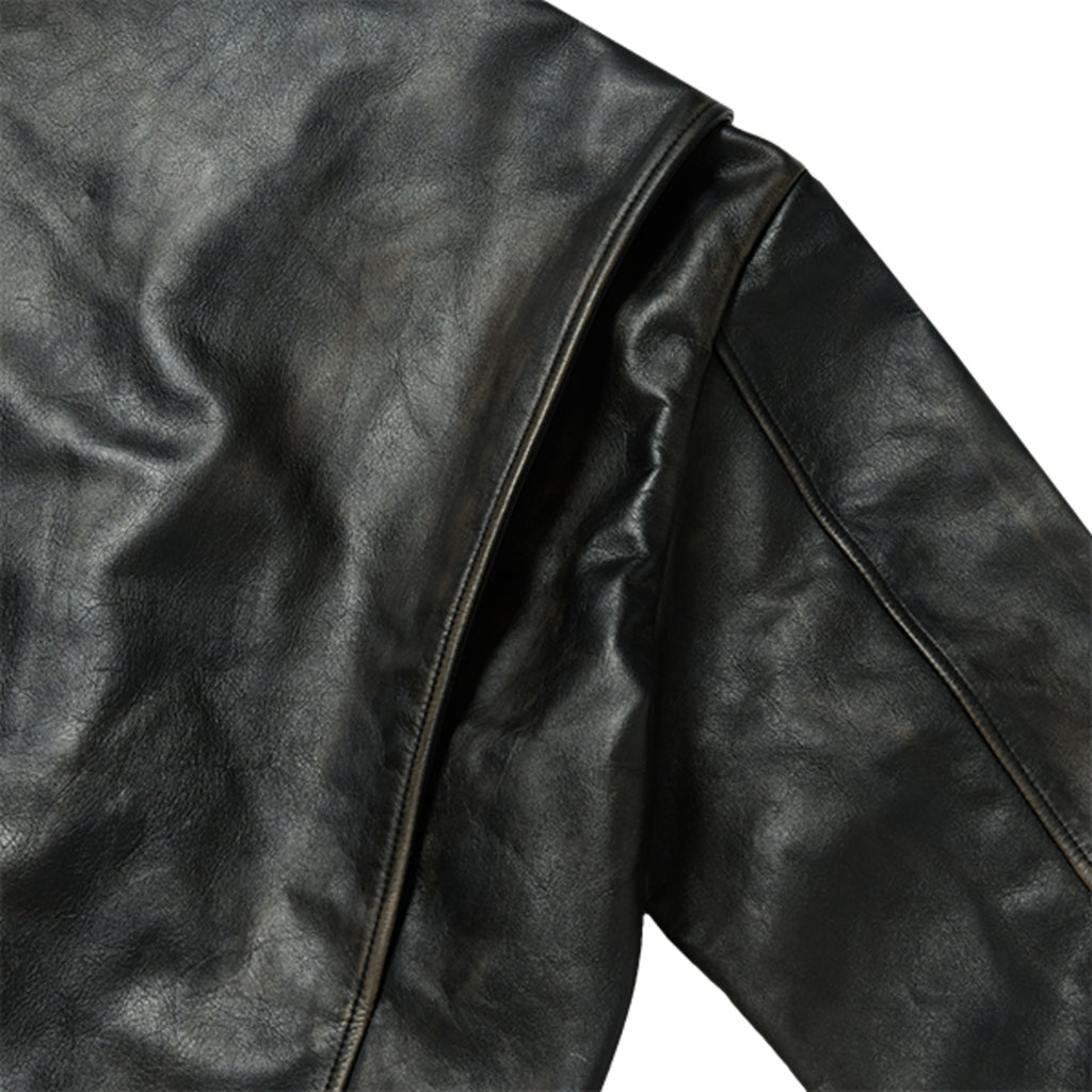 Thug Club Bio Soldier Leather Jacket in black, view 7 of 8