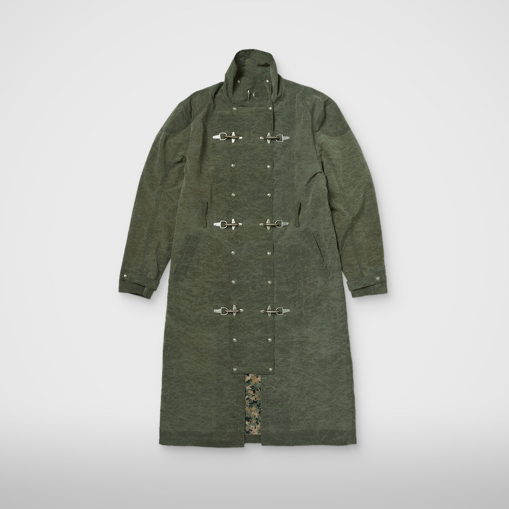 Thug Club Scarred Bio Soldier Trench Coat in khaki