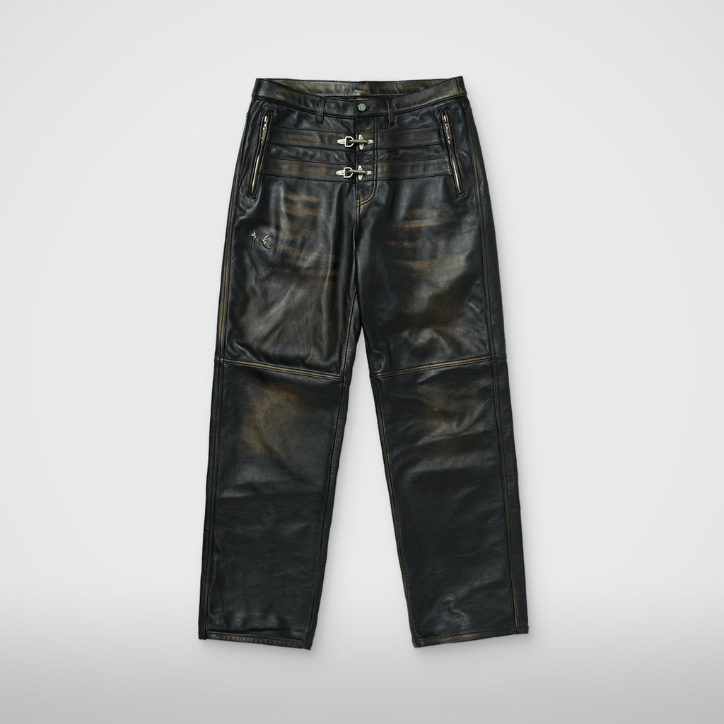 Thug Club Bio Soldier Leather Pants in black