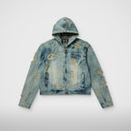 Thug Club Denim Zip-Up Hoodie in blue