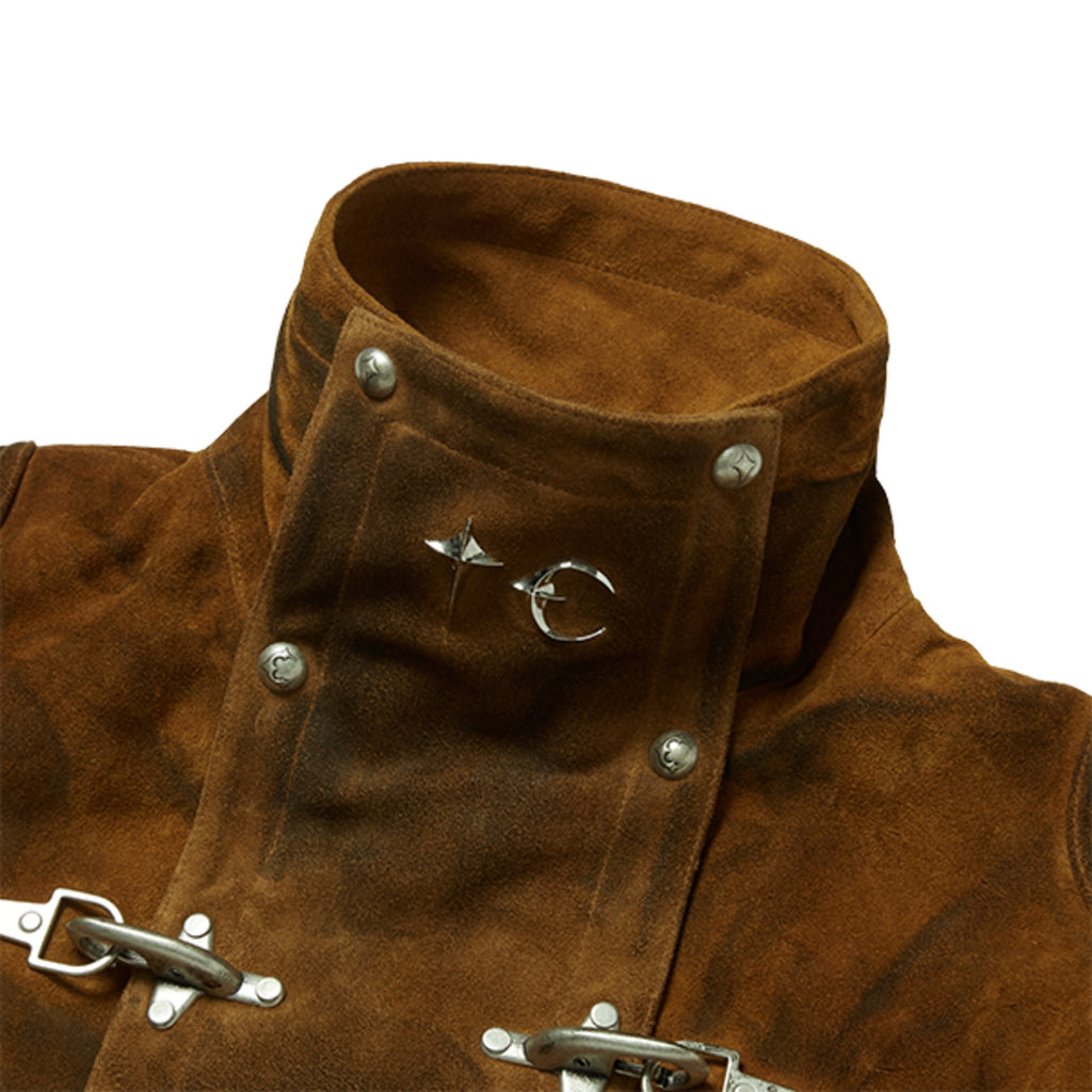 Thug Club Bio Soldier Leather Trench Coat in camel, view 5 of 11