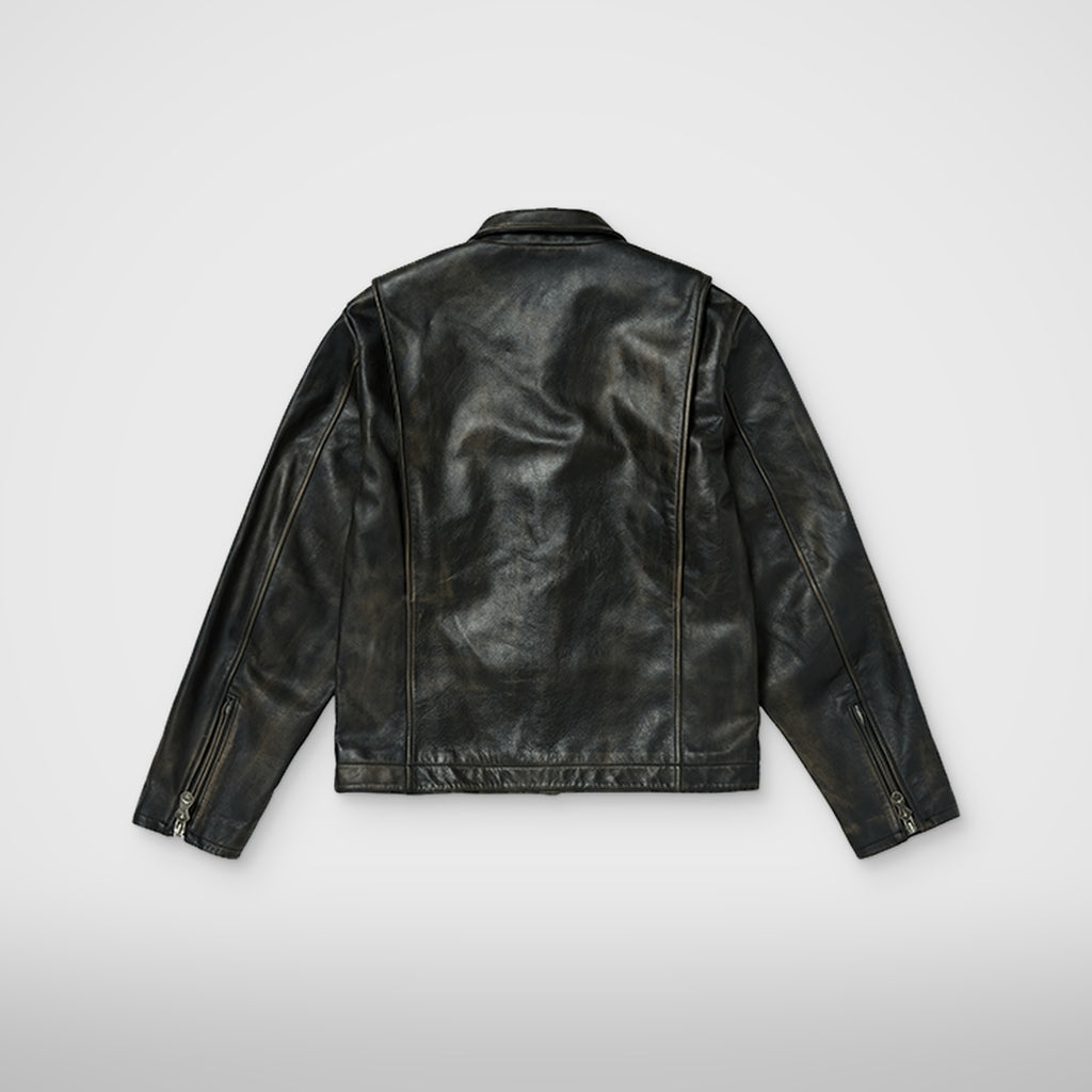 Thug Club Bio Soldier Leather Jacket in black, view 2 of 8