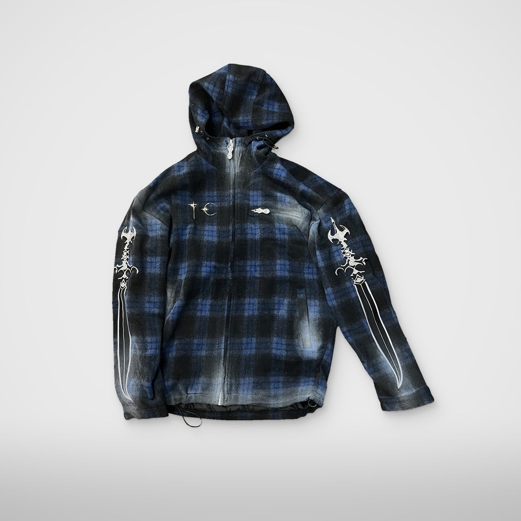 Thug Club Arab Sword Flannel Zip-Up in blue