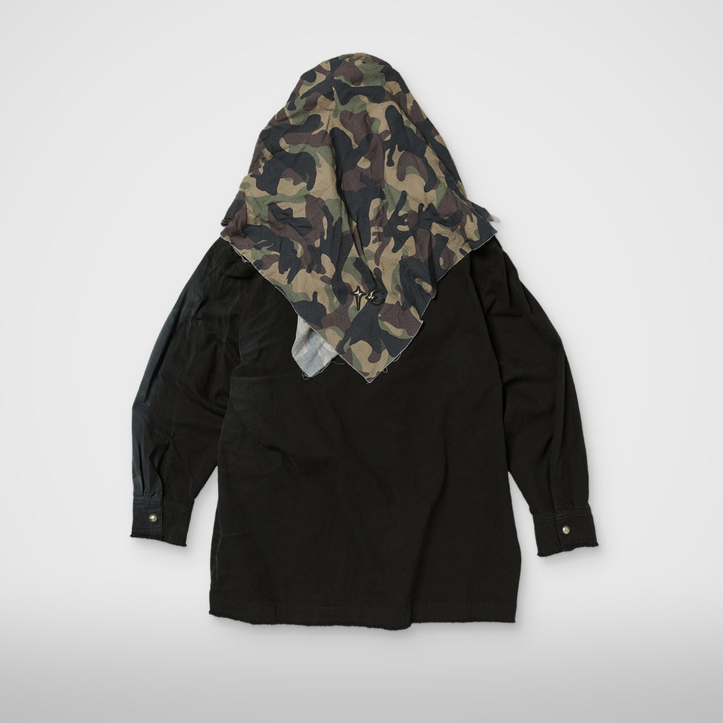 Thug Club Tainted Creed Scarf Hooded Shirt in black, view 2 of 5