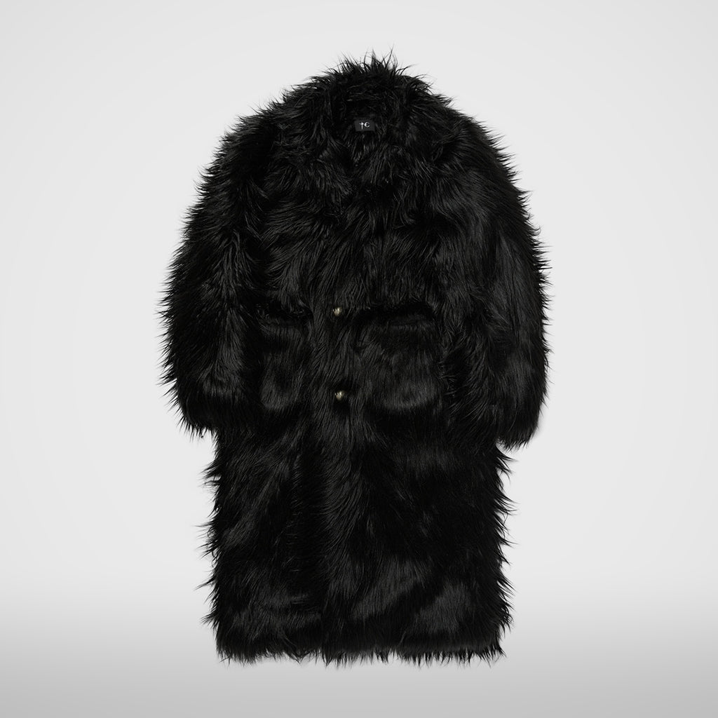 Thug Club TC Crow Fur Coat in black