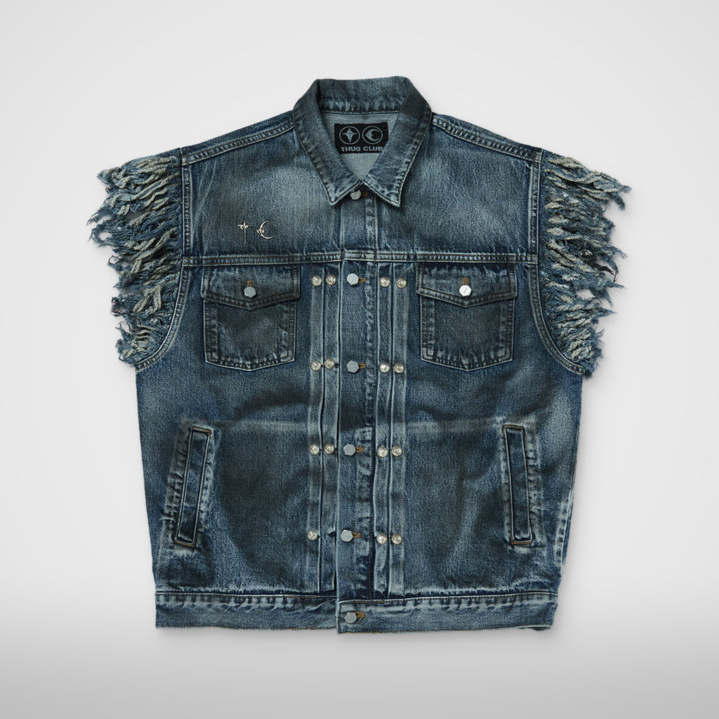 Thug Club TC Angels Denim Vest in blue