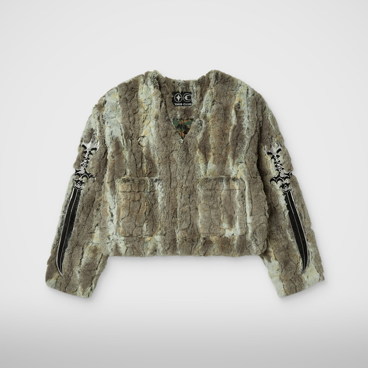 Thug Club Jindo Mix Fur Jacket in beige