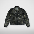 Thug Club Hard-Washed Damaged Denim Jacket in black