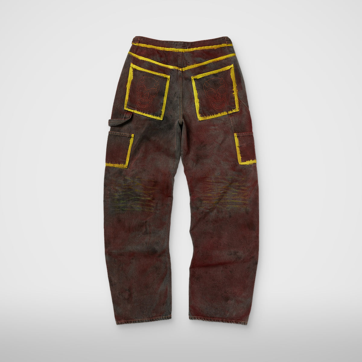Thug Club Red Washed Painted Line Pants in denim black, view 2 of 2