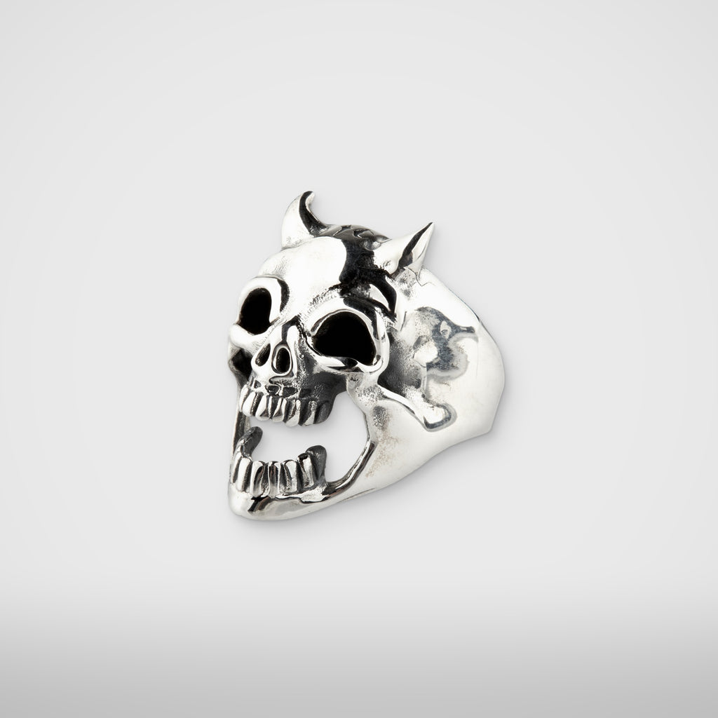Thug Club TC Riding Skull Ring in silver, view 2 of 3