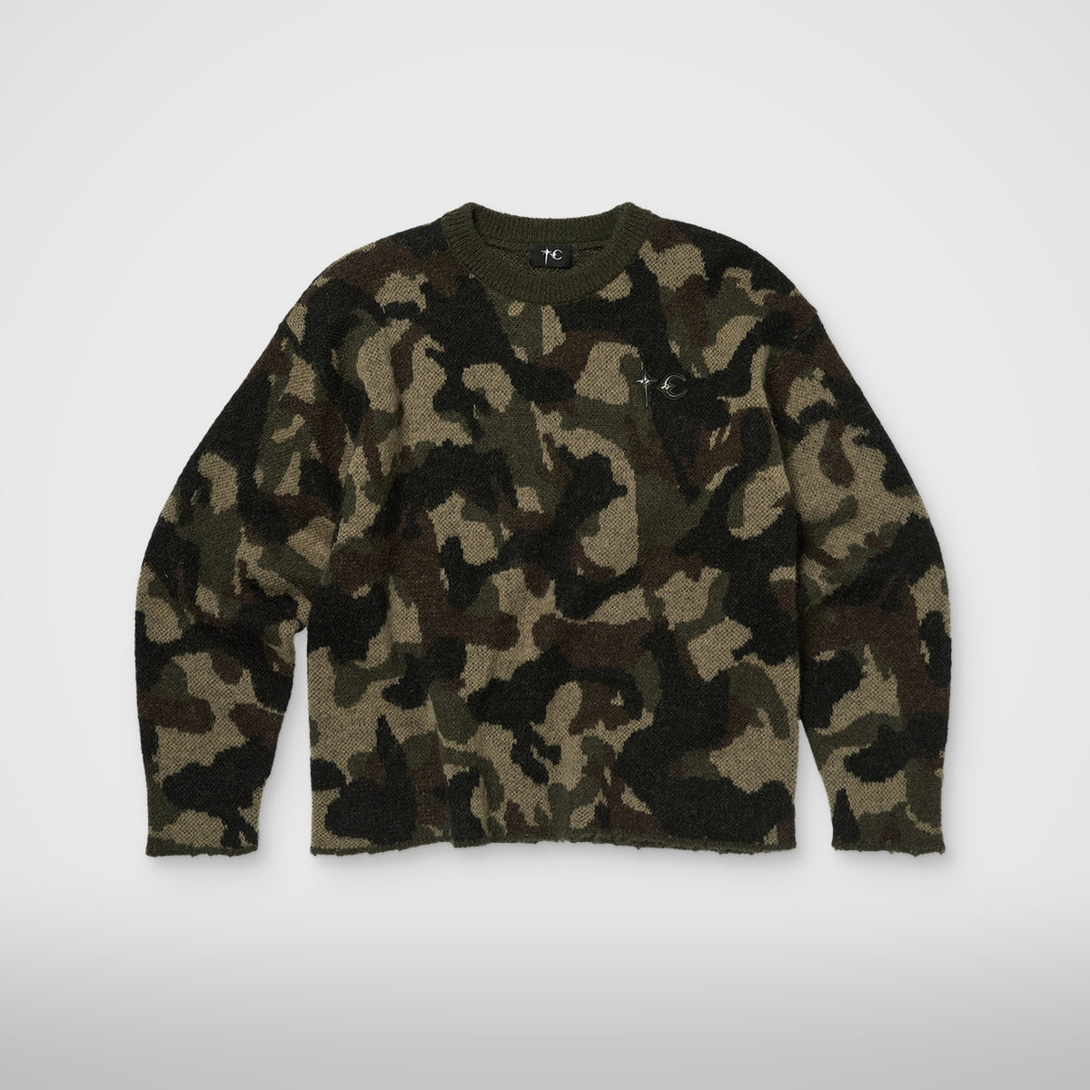 Thug Club TC Infintry Knit Sweater in camo, front view