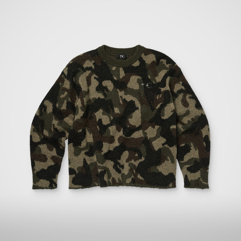 Thug Club TC Infintry Knit Sweater in camo, front view