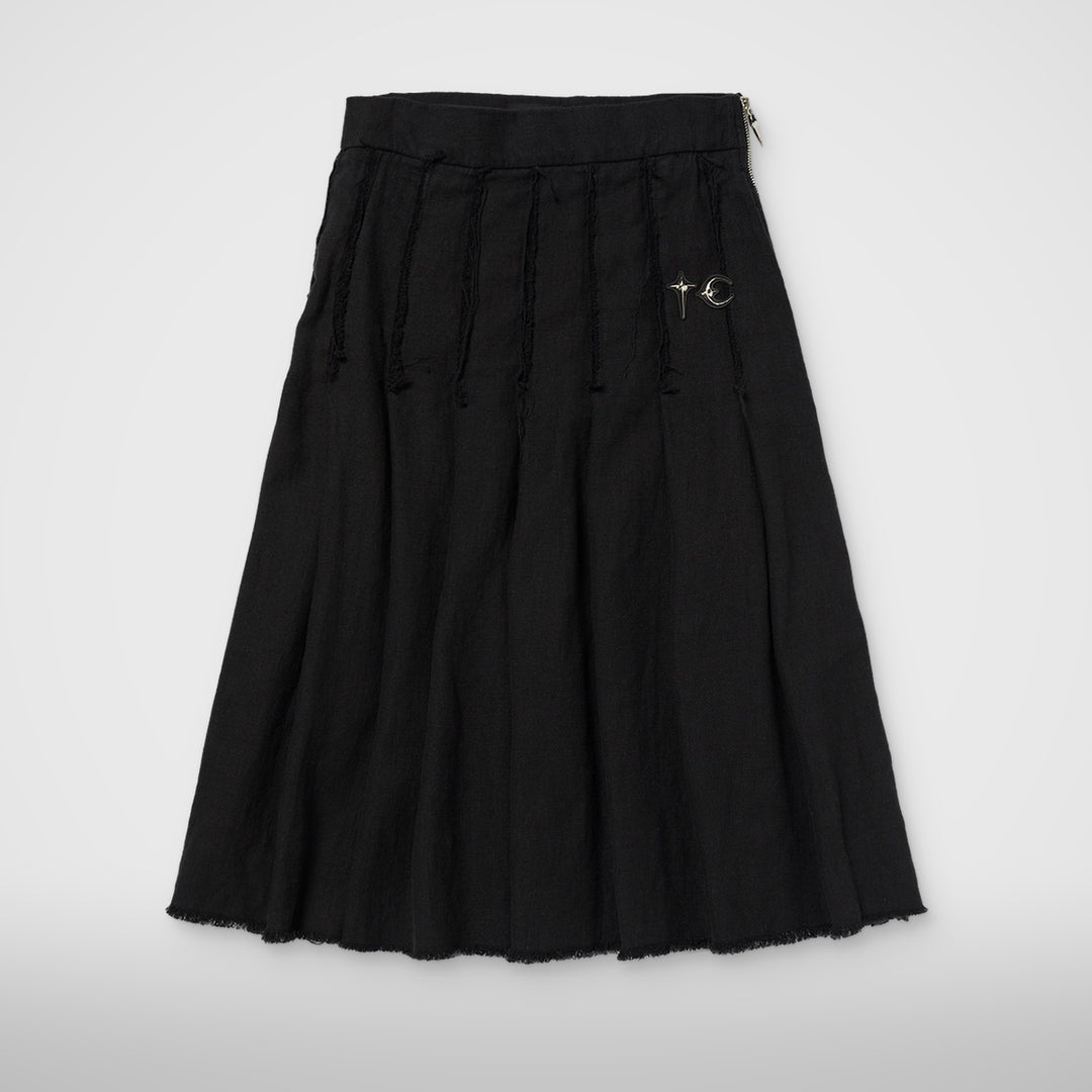TC Linen Cutout Pleated Skirt