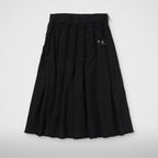 Thug Club TC Linen Cutout Pleated Skirt in black, front view
