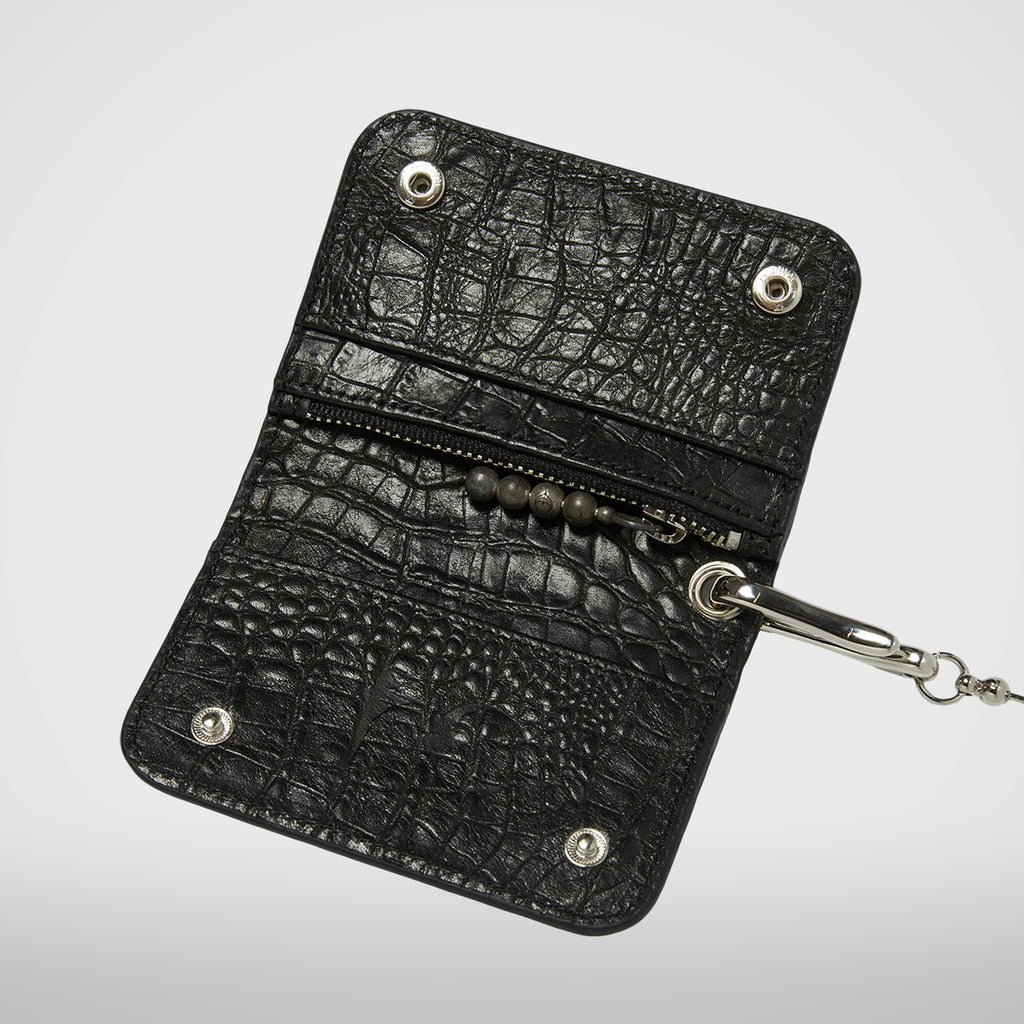 Thug Club TC Ball Chain Leather Card Case in crocodile, view 4 of 4