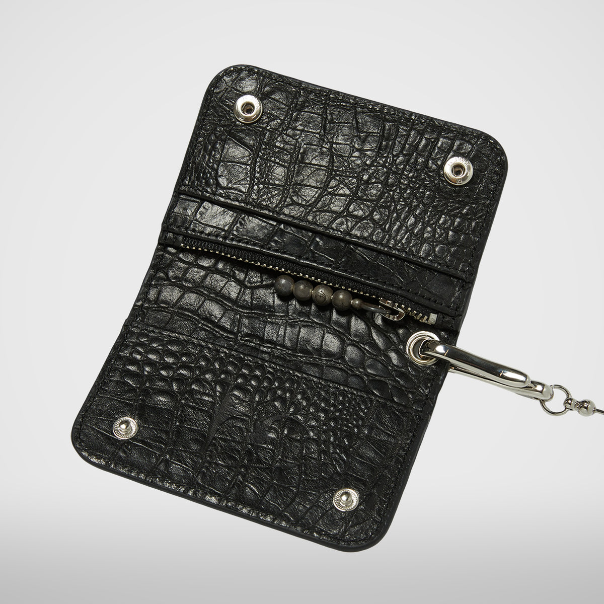 Thug Club TC Ball Chain Leather Card Case in crocodile, view 4 of 4