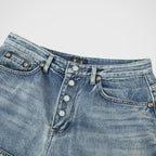 Thug Club Double Knee Denim Shorts in blue, view 3 of 5