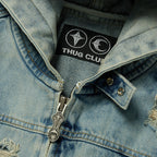 Thug Club Denim Zip-Up Hoodie in blue, view 3 of 10