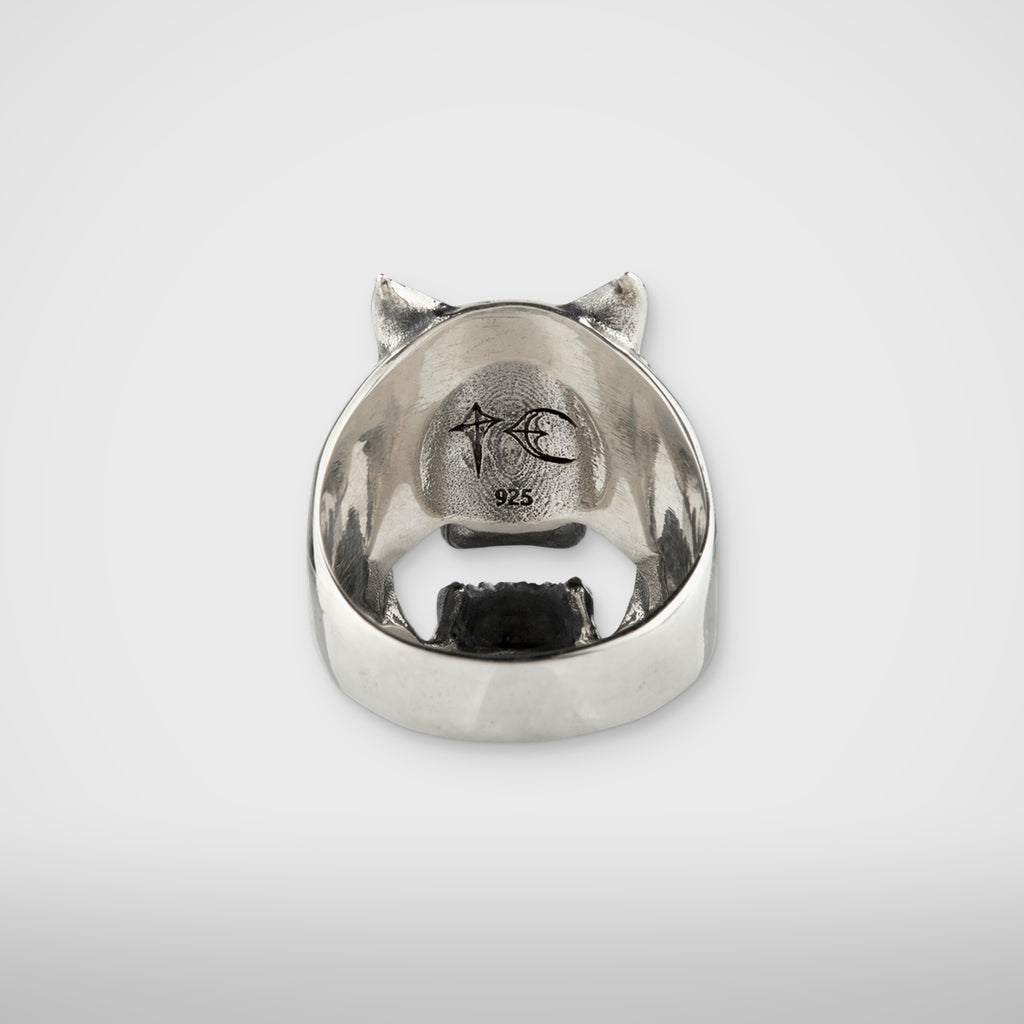 Thug Club TC Riding Skull Ring in silver, view 3 of 3