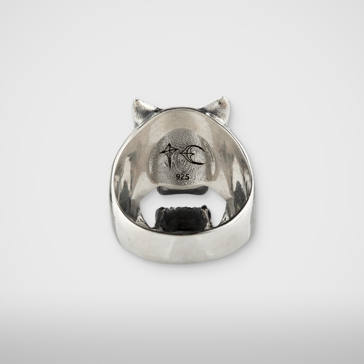 Thug Club TC Riding Skull Ring in silver, view 3 of 3