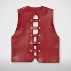 Thug Club Goat Skin Leather Vest in red, view 2 of 9