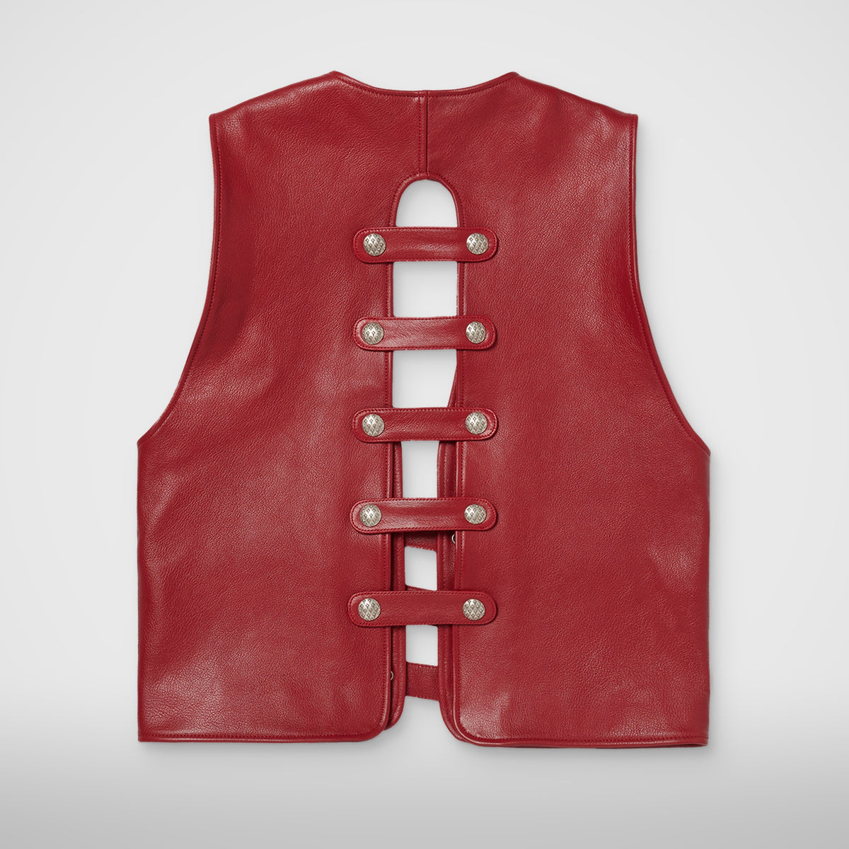 Thug Club Goat Skin Leather Vest in red, view 2 of 9