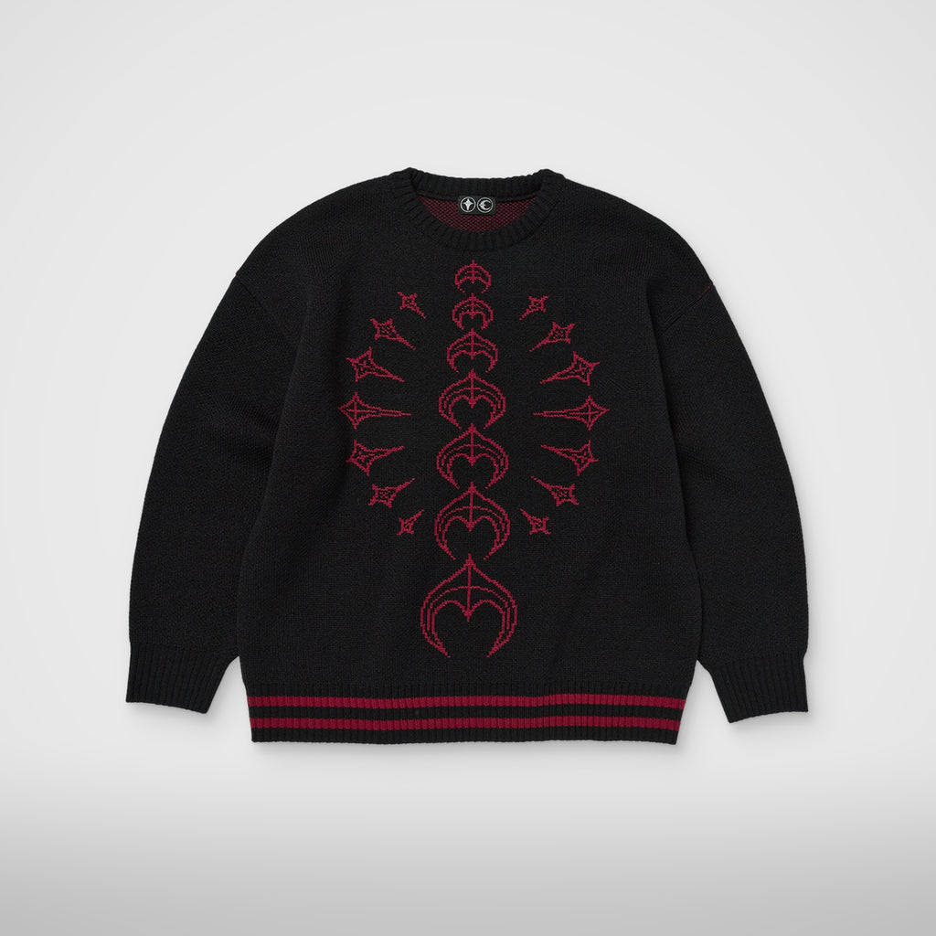 Thug Club TC Bone Knit Sweater in bk/red, view 2 of 2