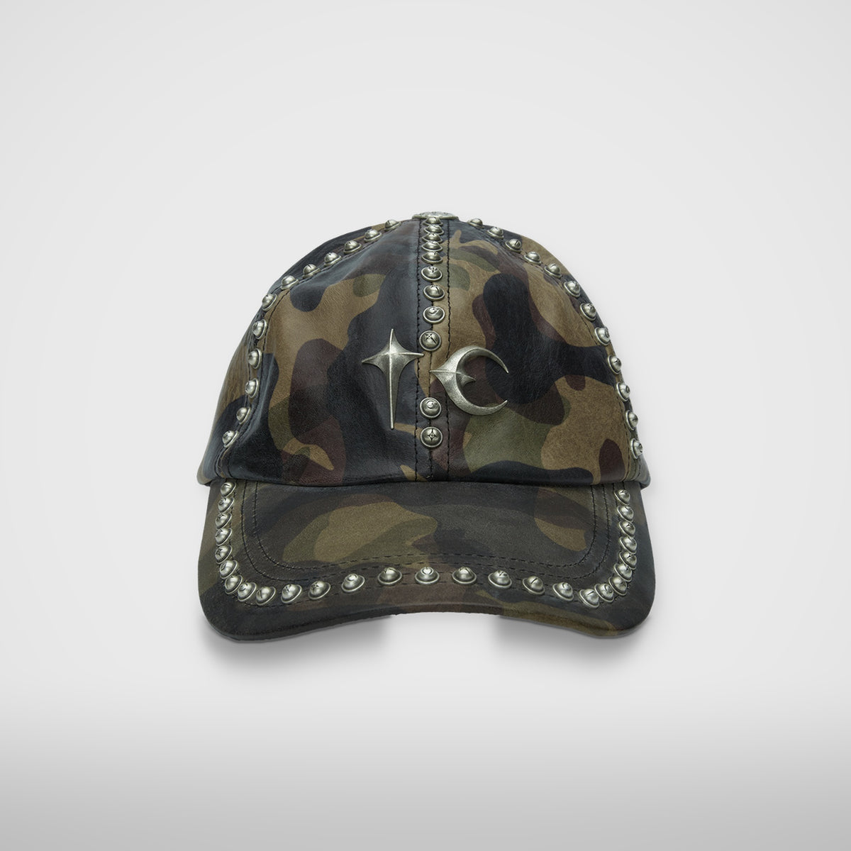 Thug Club Studded Camo Leather Cap