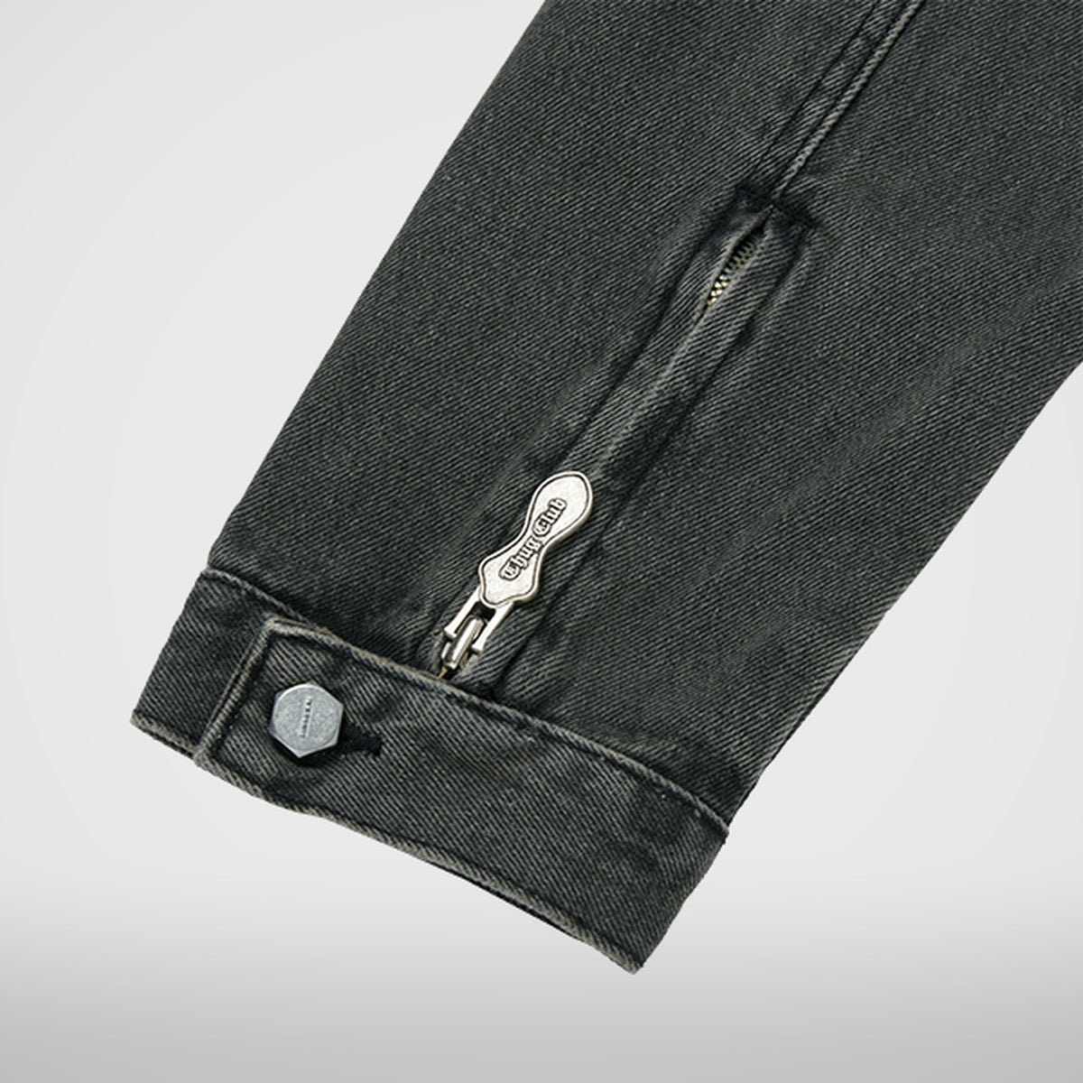 Thug Club Denim Zip-Up Hoodie in black, view 10 of 10