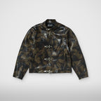 Thug Club Camo Leather Jacket in dark camo