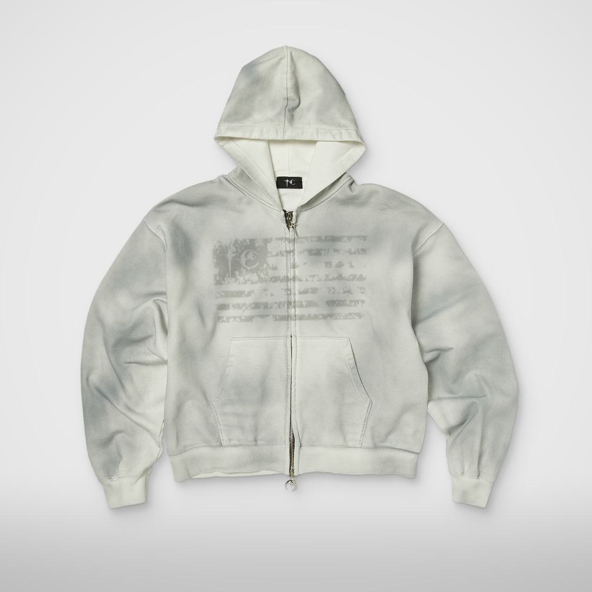 Thug Club Dirty Washed Old Glory Zip-Up Hoodie in white