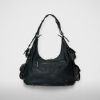 Thug Club Washed Leather Multi Pocket Bag in black, view 3 of 3