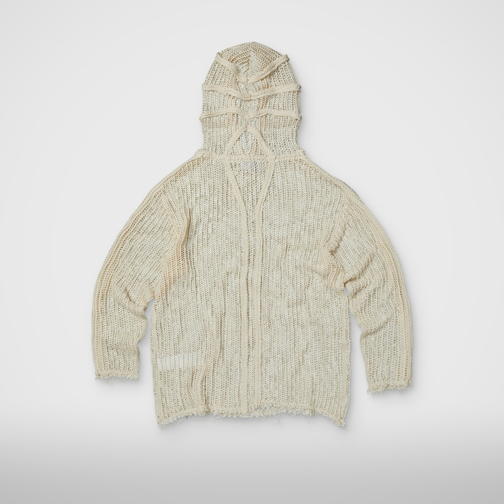 Thug Club TC Line Mesh Knit Hoodie in white, back view