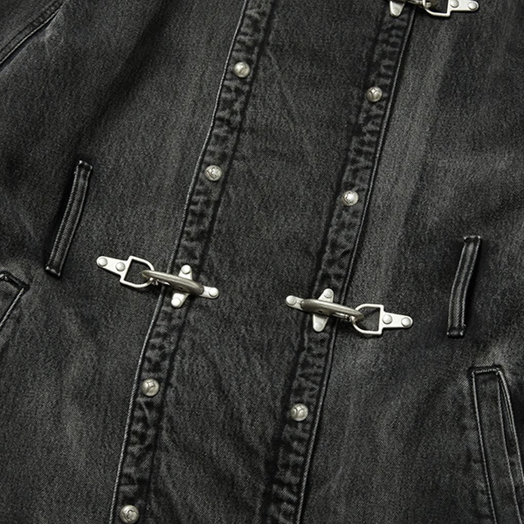 Thug Club Bio Soldier Denim Trench Coat in black, view 5 of 10