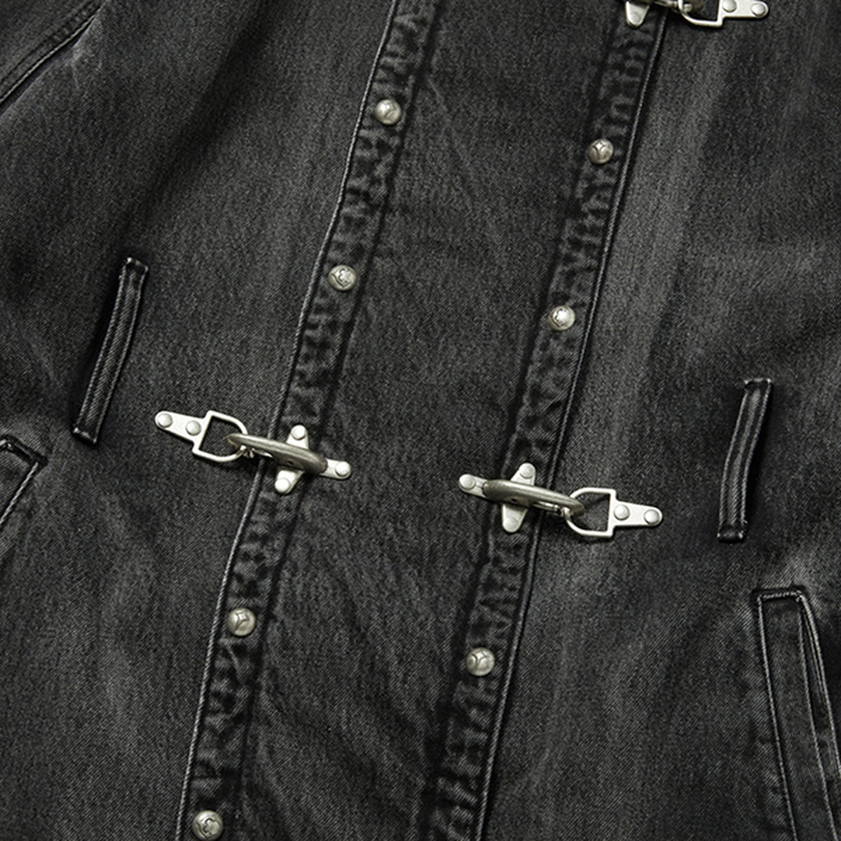 Thug Club Bio Soldier Denim Trench Coat in black, view 5 of 10