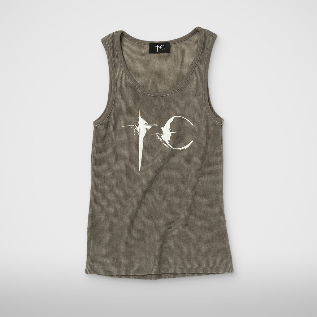 Thug Club TC Not Easy Tank Top in brown, front view