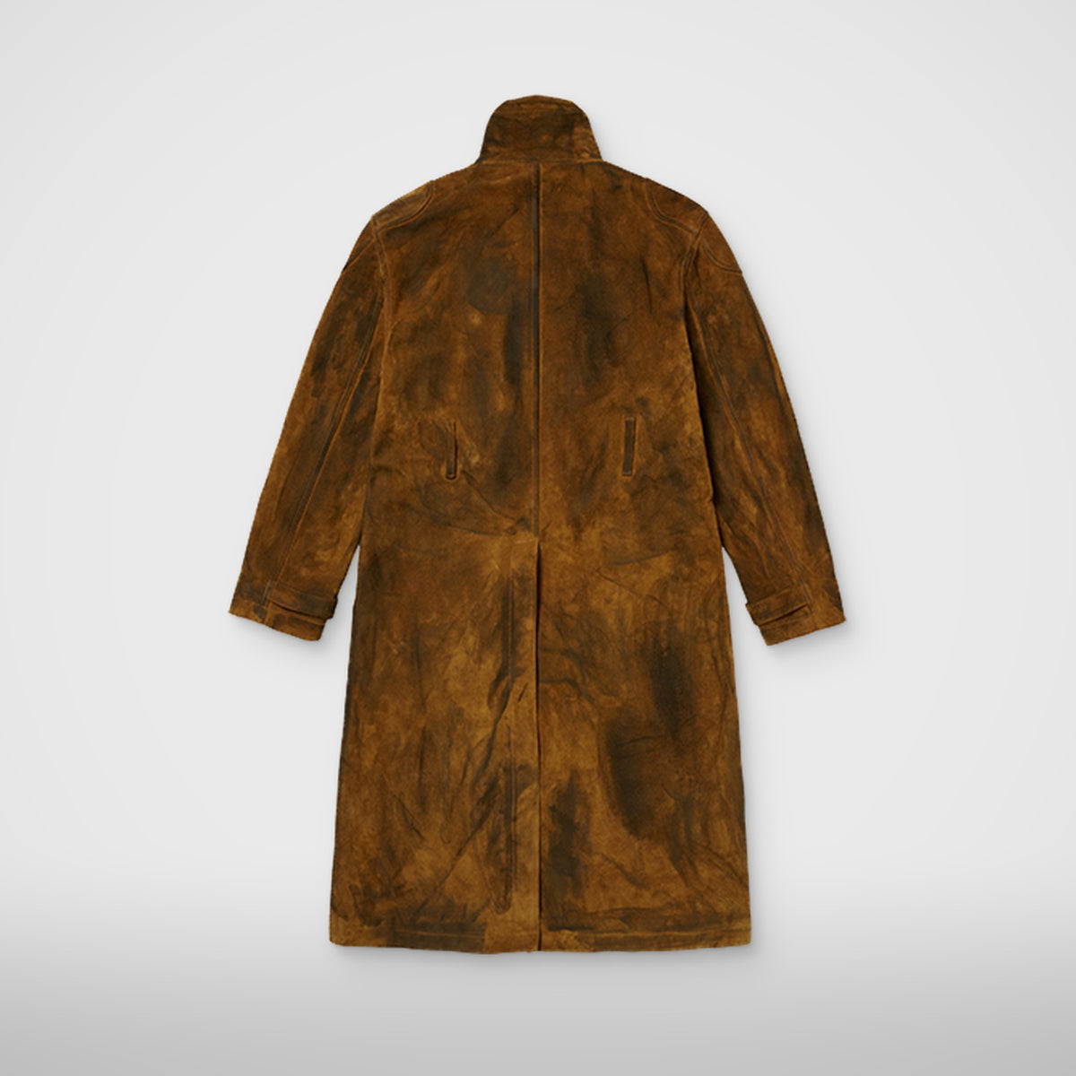 Thug Club Bio Soldier Leather Trench Coat in camel, view 2 of 11