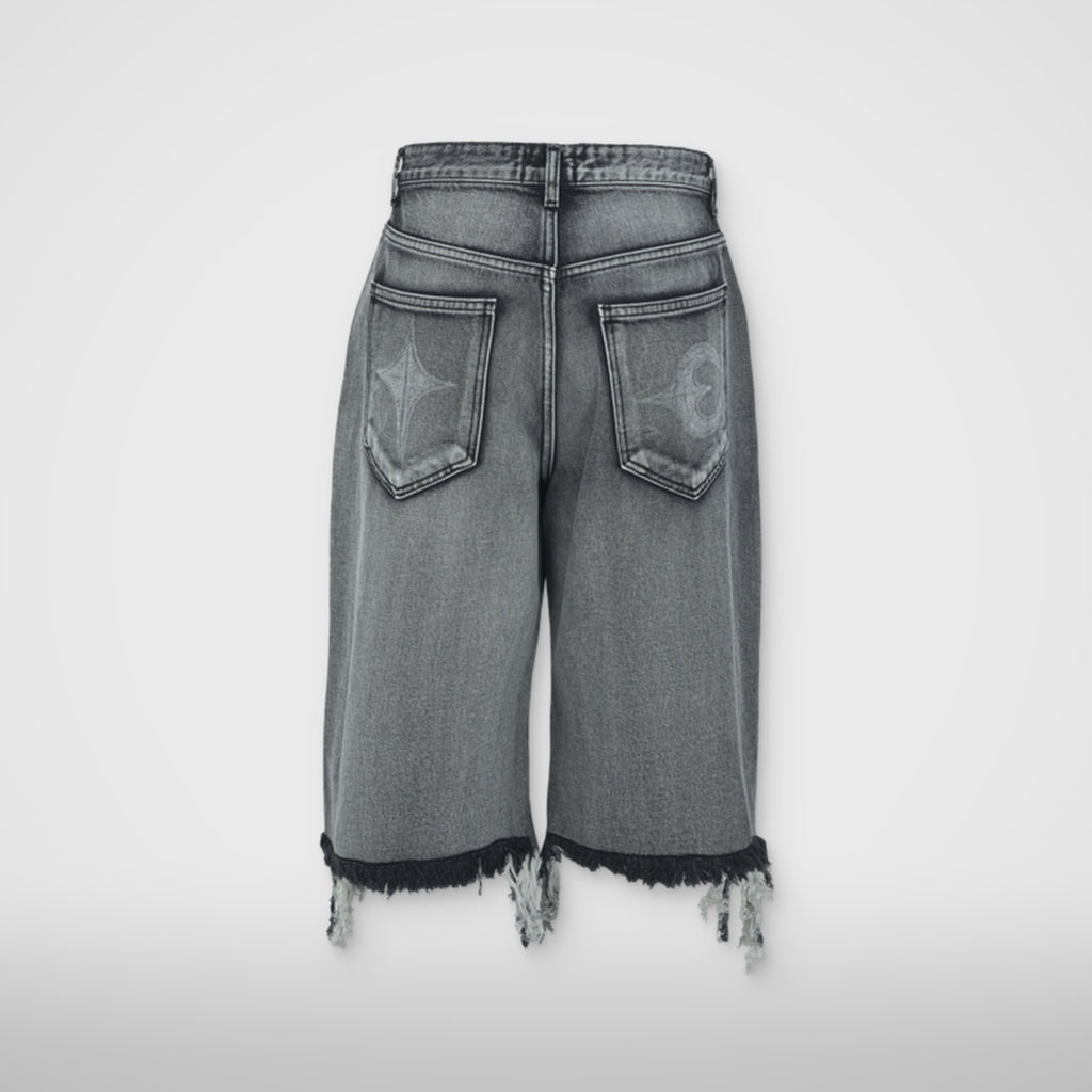 Thug Club Double Knee Denim Shorts in black, view 2 of 5