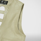 Thug Club Goat Skin Leather Vest in ivory, view 8 of 9