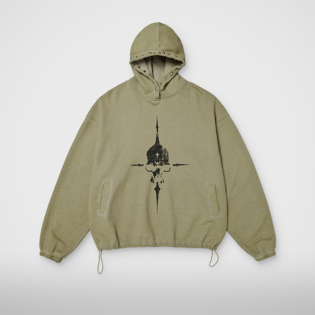 Thug Club Peace Stud Hoodie in beige