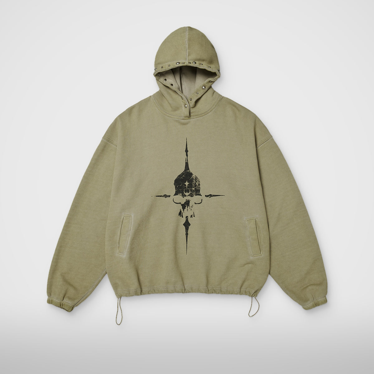 Thug Club Peace Stud Hoodie in beige
