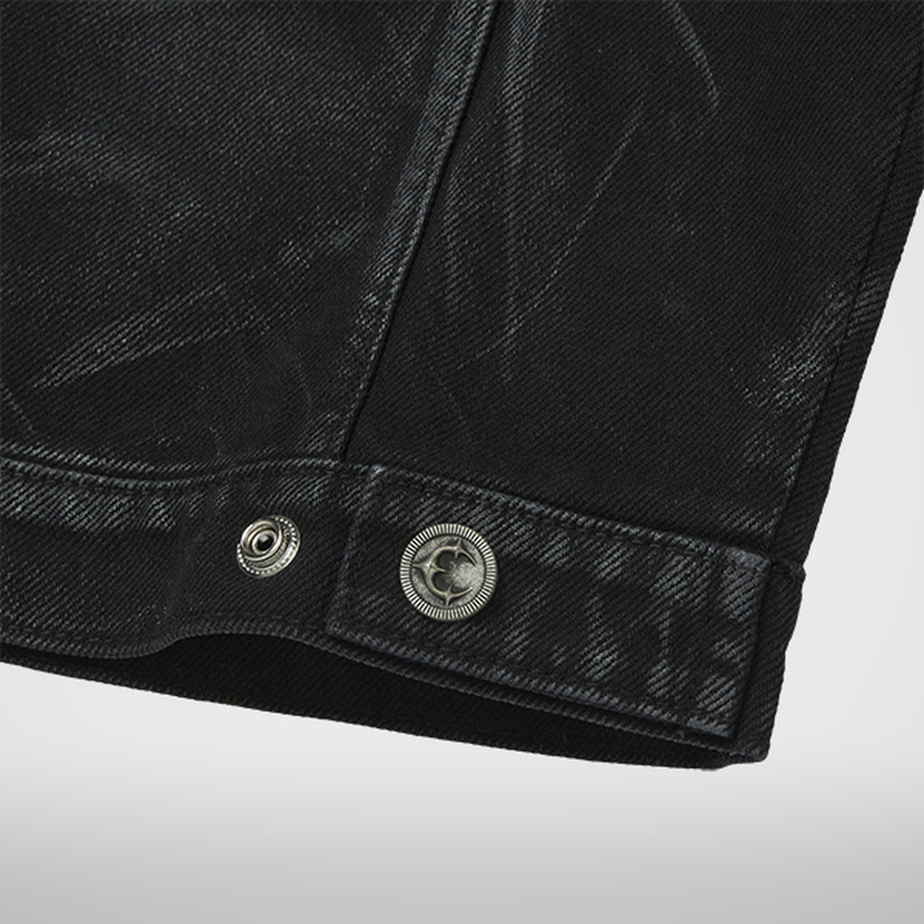 Thug Club Leave A Trace Denim Jacket in black, view 9 of 9